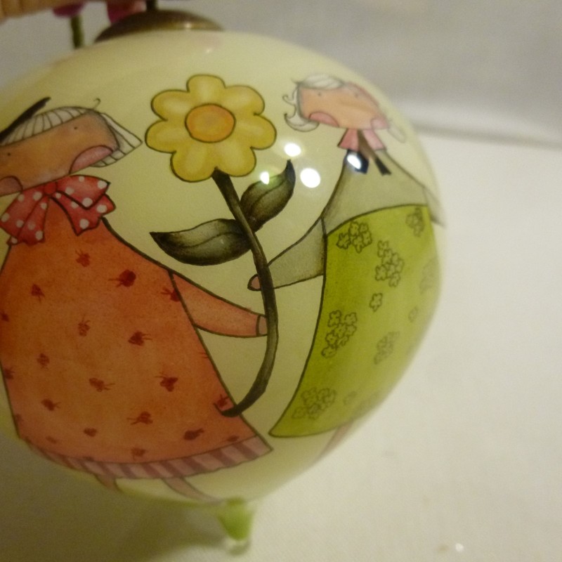 Christmas Ornament - Glass - "Friends help the rainy days seem sunny" - EUC