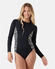 Roxy Geo Flower Surf Suit - Women's - Medium / Black/Ivory