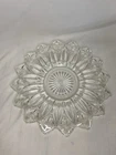 Vintage Clear Federal Glass Flower Petal Plate Pointed Starburst 11”