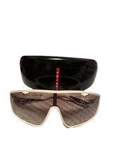 Prada Sunglasses White Grey Shield Visor Wrap...
