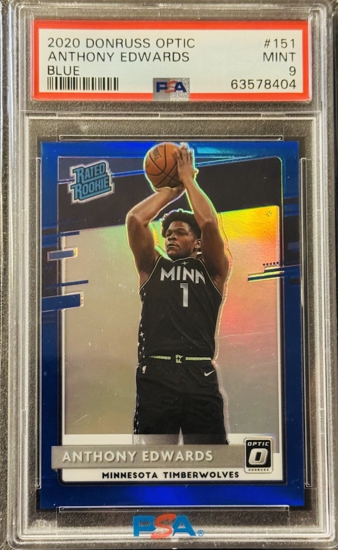 2020-21 Panini Donruss Optic Rated Rookie Anthony Edwards #151 Blue Prizm /59 RC
