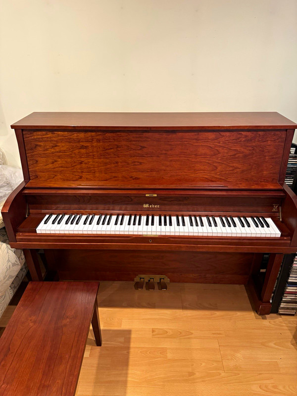 Wm. Weber Upright Piano 88 Keys Mahogany Brown Finish 3 Pedals w/ Bench alm/new