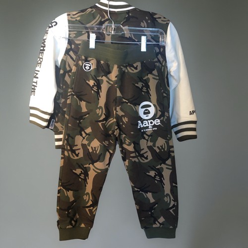 A Bathing Ape Kids Bape Varsity Army mimetico giovanile taglia 120/5T AAPE pista set 2 pezzi - Foto 4 di 24