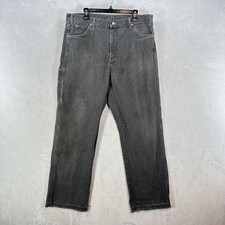 Vintage Dickies Jeans Mens 38x32 Charcoal Relaxed Straight Carpenter Raw Hem