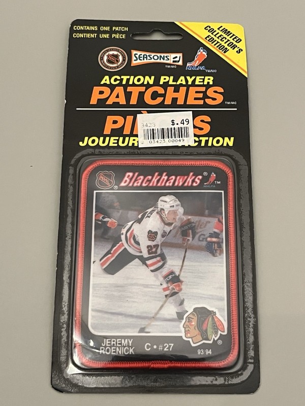 1993-1994 NHL Hockey Patch Jeremy Roenick #27 Chicago Blackhawks