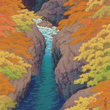 Orenco Originals Kawase Hasui Autumn Azuma Detail Counted Cross Stitch Pattern