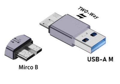 USB-A M to USB3.0/3.1/3.2 Micro B Male Adapter 10Gbps 5V1.5A for Hard Disk *hh