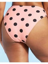 NWT Xhilaration Women's Cheeky High-Leg High-Waist Bikini Bottom Peach Dot Small