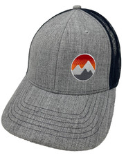 Embroidered Mountain Patch Grey Blue Trucker Mesh Snapback Outdoors Adj Hat Cap