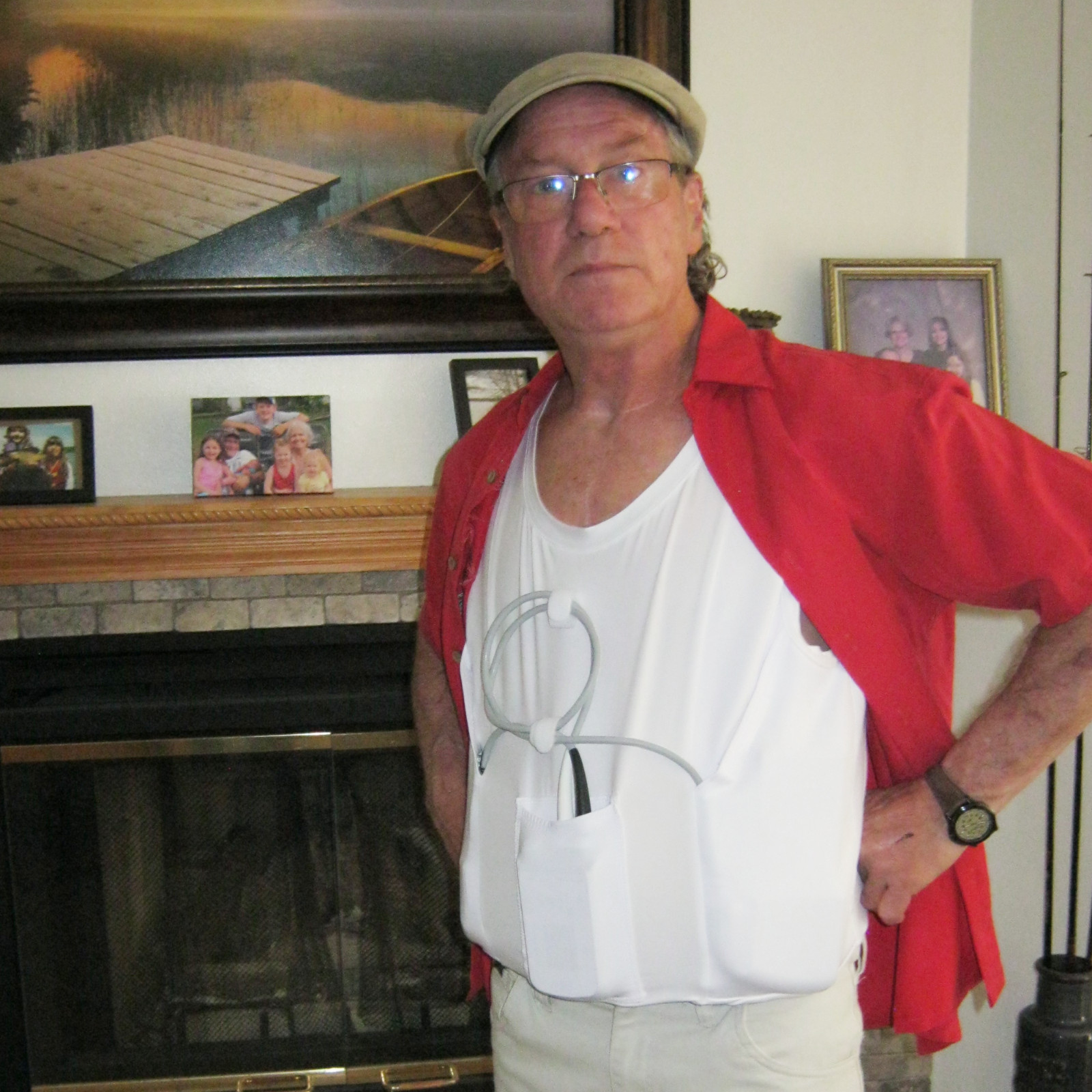 LVAD Heartmate 2 & 3 White Tank Top For Men LVAD Clothing Sleeveless Vest Shirt