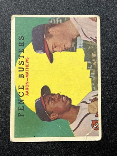 HANK AARON / EDDIE MATHEWS 1959 Topps #212 Fence Busters - Good - Picture 2 of 5