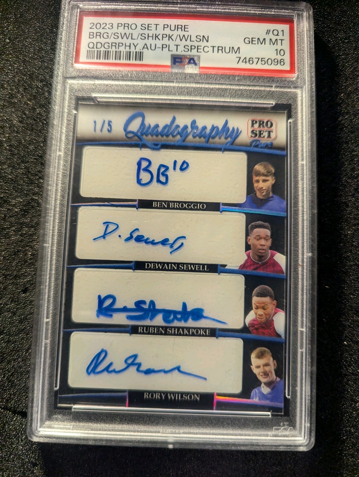 2023 Pro Set Pure Quadography /5 PSA 10 Broggio Sewell Shakpoke Wilson Auto