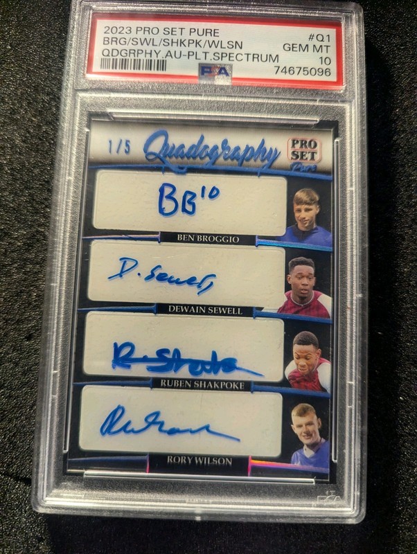 2023 Pro Set Pure Quadography /5 PSA 10 Broggio Sewell Shakpoke Wilson Auto
