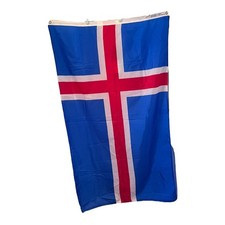 Iceland NY Glo Flag Outdoor Heavy Duty Made in USA 3’ x 5’ ft 94cm x 152cm EUC