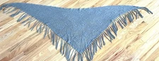 Vintage Womens Dark Grey Triangle Shawl Head Scarf Fringed Open Knit Chic Boho