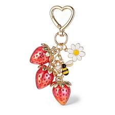 Viliqiou Strawberry Keychain Charm Cute Strawberry Keychain Set with Bee and ...