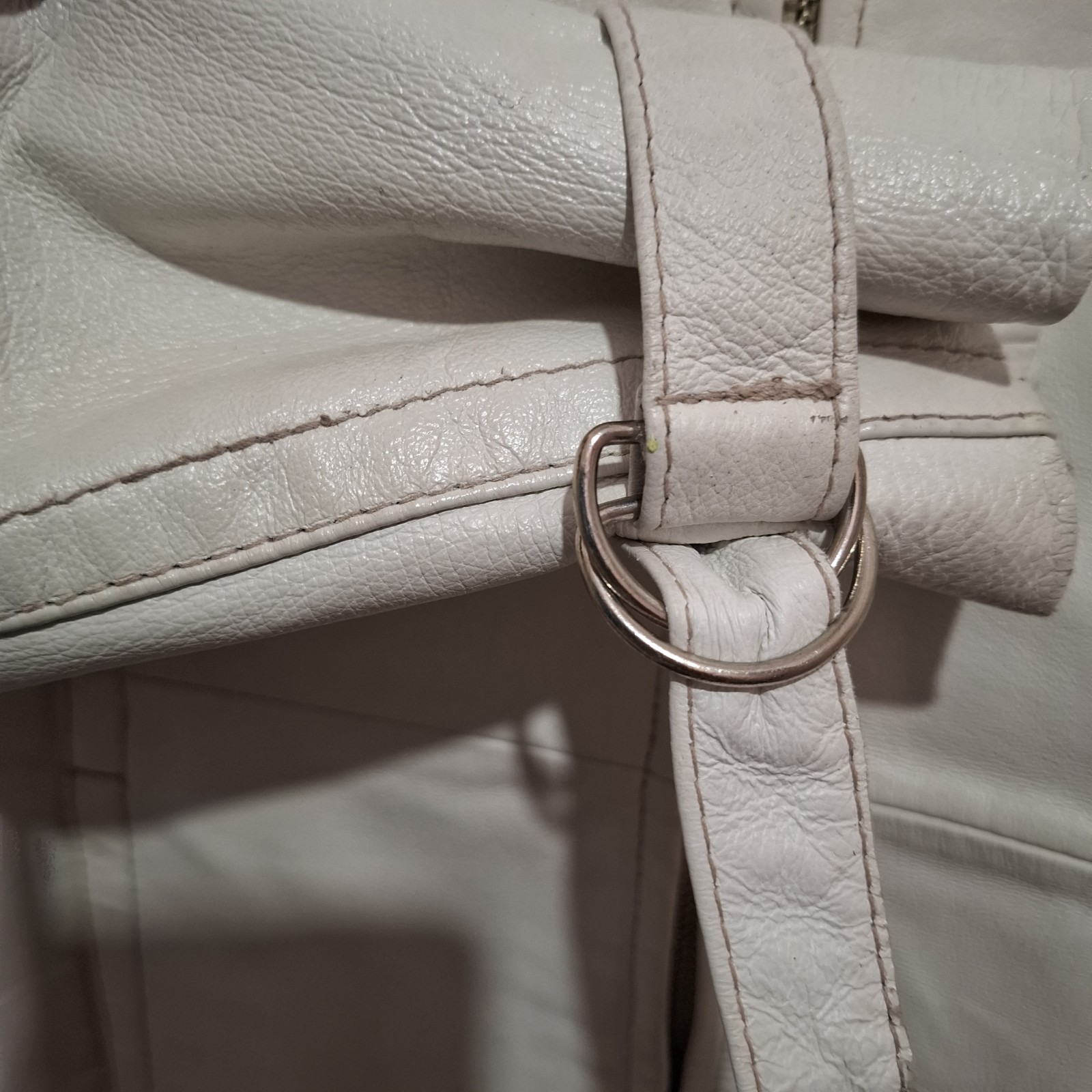 White Leather Y2k Funnel Neck Longline Jacket image 4