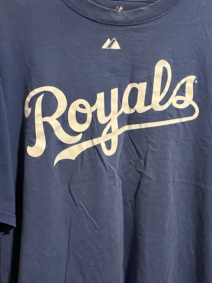 Kansas City Royals Alex Gordon 4 Majestic MLB T Shirt Blue Men’s Size XL KC Used - Image 2 of 4