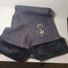 Disneyland Resort Jack Skellington Knit Gray Faux Fur Scarf RN 84167