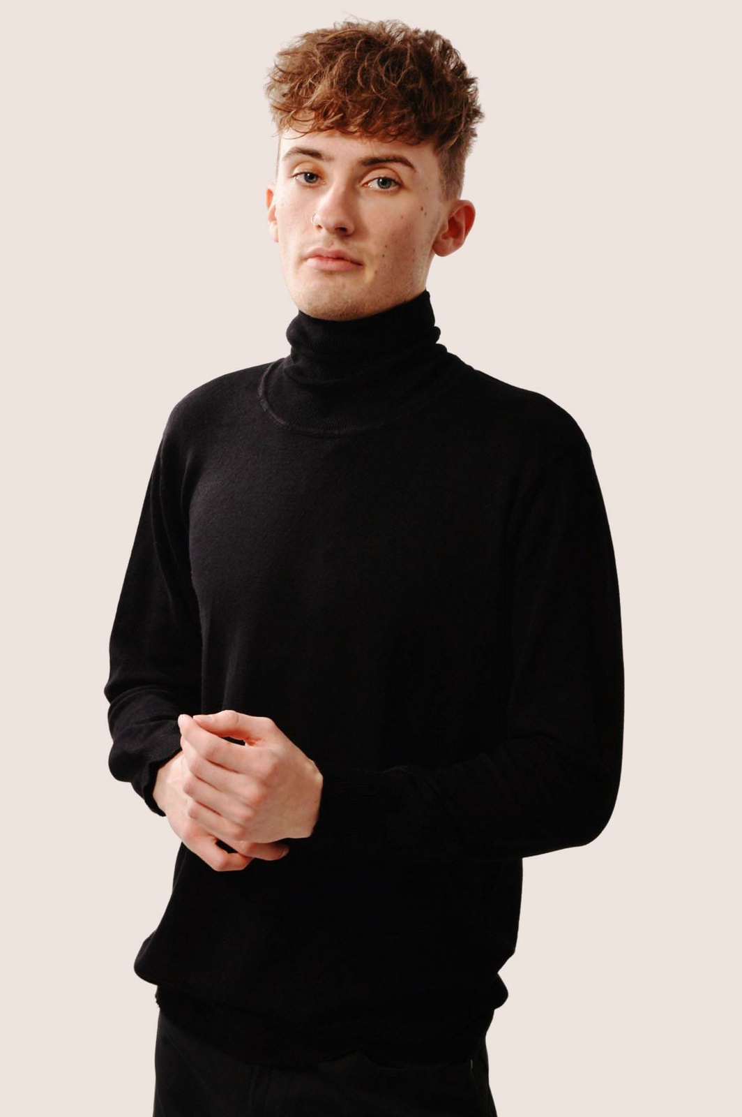 ZARA Black Roll Neck Sweater Cotton 