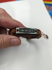 Brown Leather Band 8 Inch Adjustable Bracelet with Metal " WWJD " UNISEX