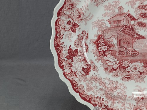 Joseph Stubbs Swiss Scenery #5 Red Transferware 10 5/8 Inch Plate C. 1822-1835 - Picture 7 of 10