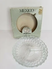 Vintage Glass 3-Compartment Relish/Serving Dish New in Box