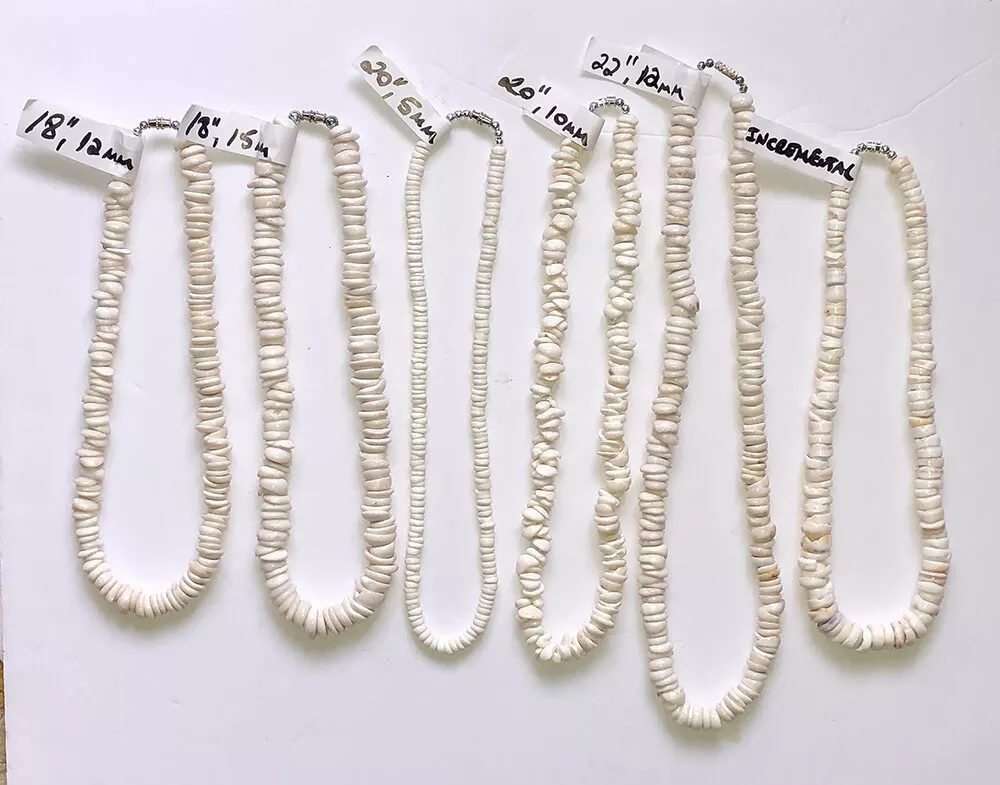 REAL White Puka Shells Choker Necklace 5 8 10mm Hawaiian Surf Chic Jewelry New