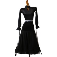 NEW Latin Ballroom Dance Dress Modern Salsa Waltz Standard Long Dress F602 Black