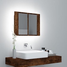 Mirror Cabinet, Smoked Oak - Wall Mounted Bathroom Cabinet with Built-In  H6A6