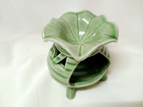 Olla verde de cerámica de colección aceite de incienso relajación decoración porcelana - Imagen 2 de 12