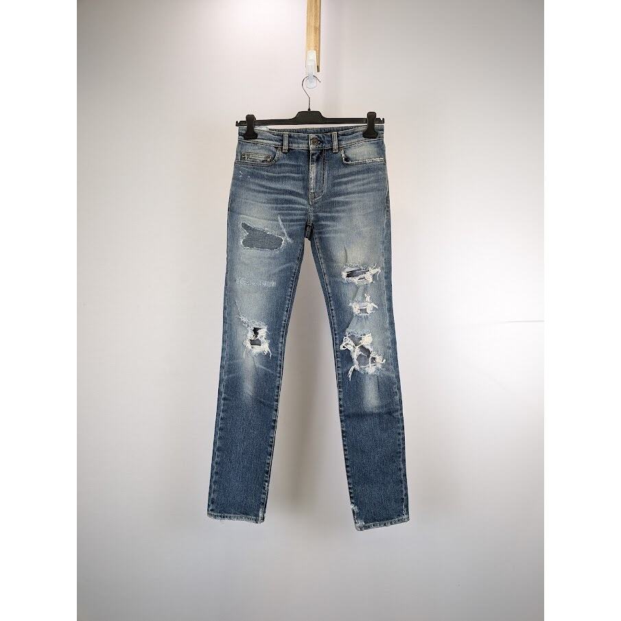 Jeans Saint Laurent Paris Sample blu indaco nuovi con etichette 29