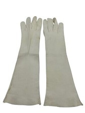 Vtg 1950s 1960s Hand Treat Ivory Lambskin Gloves Italy Washable Womens Size 7.5