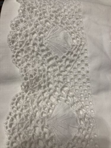 King White Hand Crochet Lace Pillowcases Cannon - Picture 5 of 16
