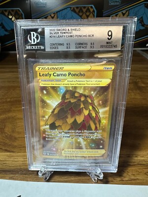 gold leafy camo poncho pokemon card - 214/195 Full Art Ultra Rare Trainer holofoil pattern or surface detail) Pokémon TCG Leafy Camo Poncho