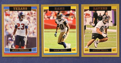 2006 Topps Gold Football lot 3x Isaac Bruce Dunta Ngata #d 233 257 312 - 第 1/2 張圖片