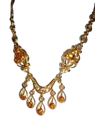 klasse Strass Collier Kette mit Anhänger 41 - 48 cm ModeSchmuck gold bernstein - Bild 4 von 4