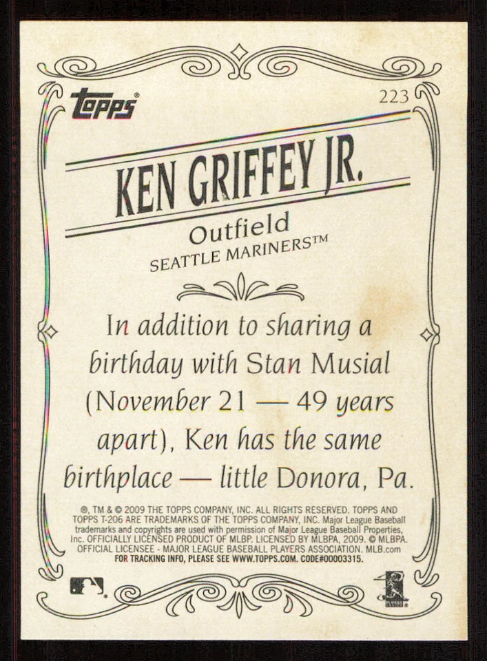 2009 Topps 206 #223 Ken Griffey Jr. - Image 2 of 2