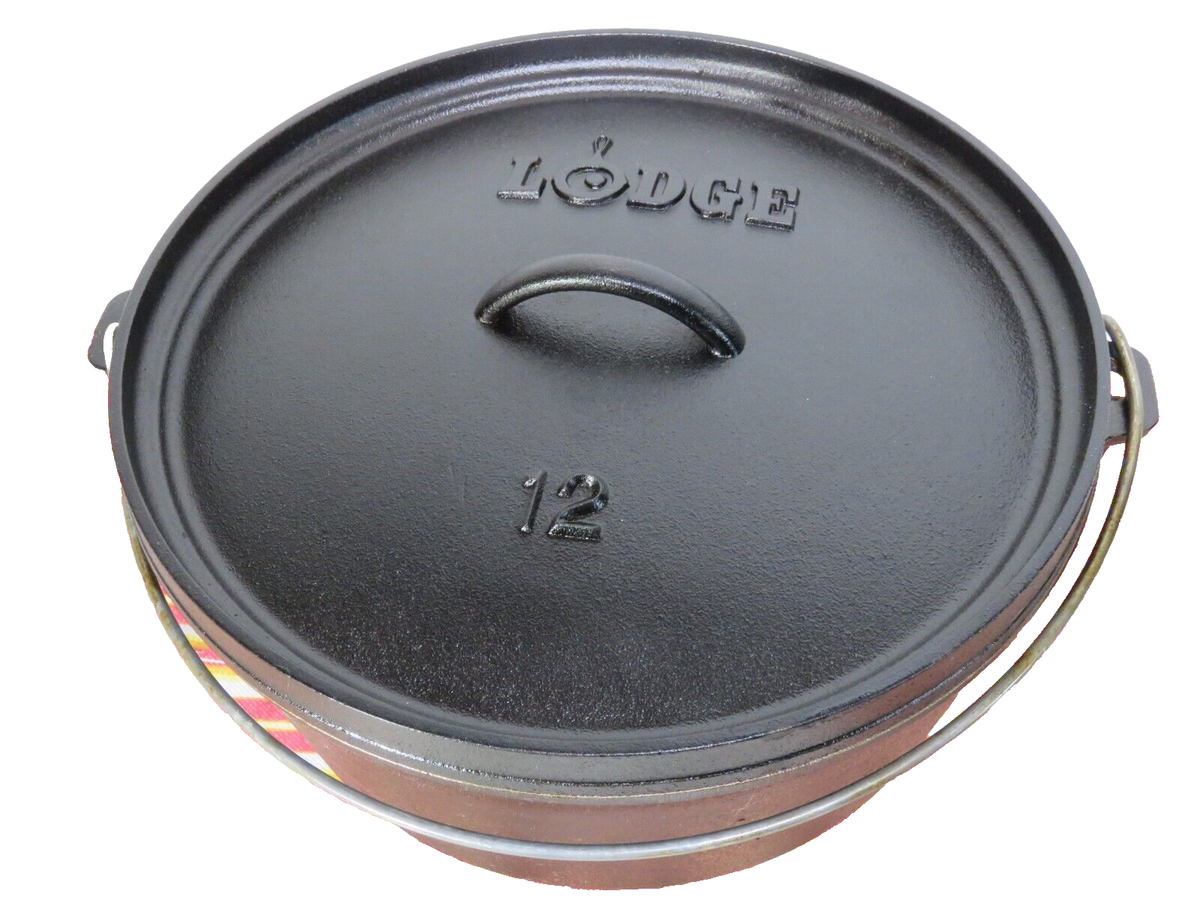 LODGE #12 Cast Iron Camp Outdoor Dutch Oven 3 Leg Kettle w LODGE #12 Cast Iron Camp Outdoor Dutch Oven 3 Leg Kettle w