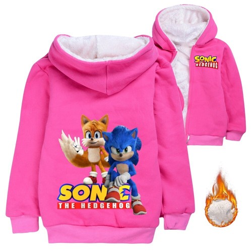 Mantel Winter Baumwolle Hoodie Kinder Sonic Kinder Reißverschluss Dicke Jacke - Bild 7 von 18