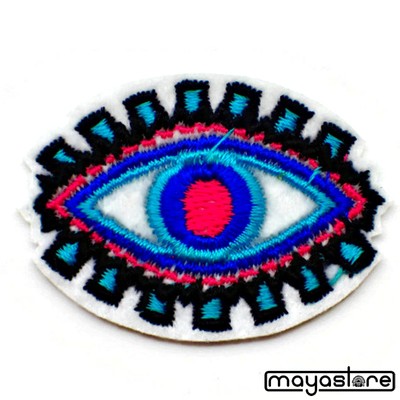 PATCH AUFNÄHER AUGEN EYE AUGE LADY OLDSCHOOL BLAU BLUE EYES SHABBY RETRO JEANS