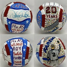 Derek Jeter  Farewell Signed 1/1 Hand Painted Art Baseball JSA COA +LOA