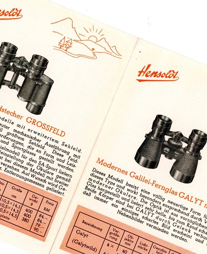 HENSOLDT Prospekt FELDSTECHER DIALYT Fernglas Broschüre von 1938 Galyt (Y5149 - Picture 4 of 4