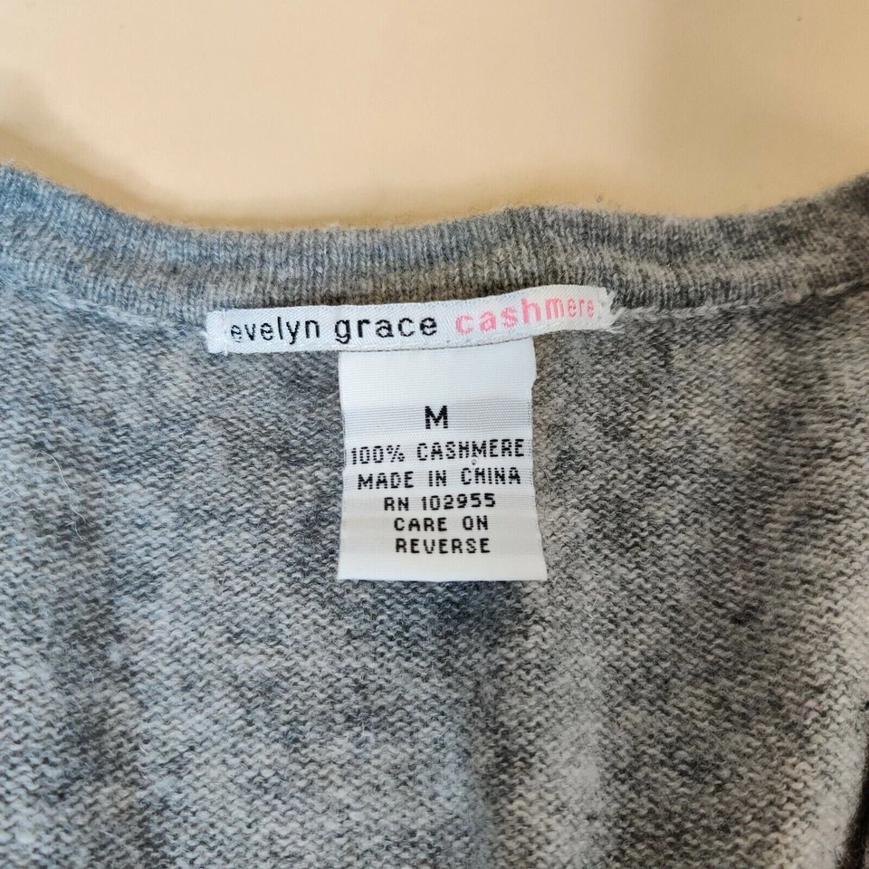 Evelyn Grace серый 100% кашемир мягкий роскошный свитер кардиган на пуговицах размер M - Изображение 2 из 4