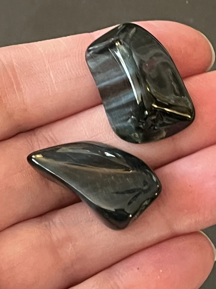 复古中世纪蓝色老虎眼袖扣金色 PAT。 2472958 — 第 4/4 张图片