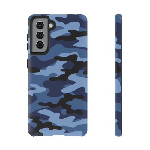 Blue Camo Phone Case - Camouflage Military Inspired Print, Gift, Matte Finish - Picture 31 of 48