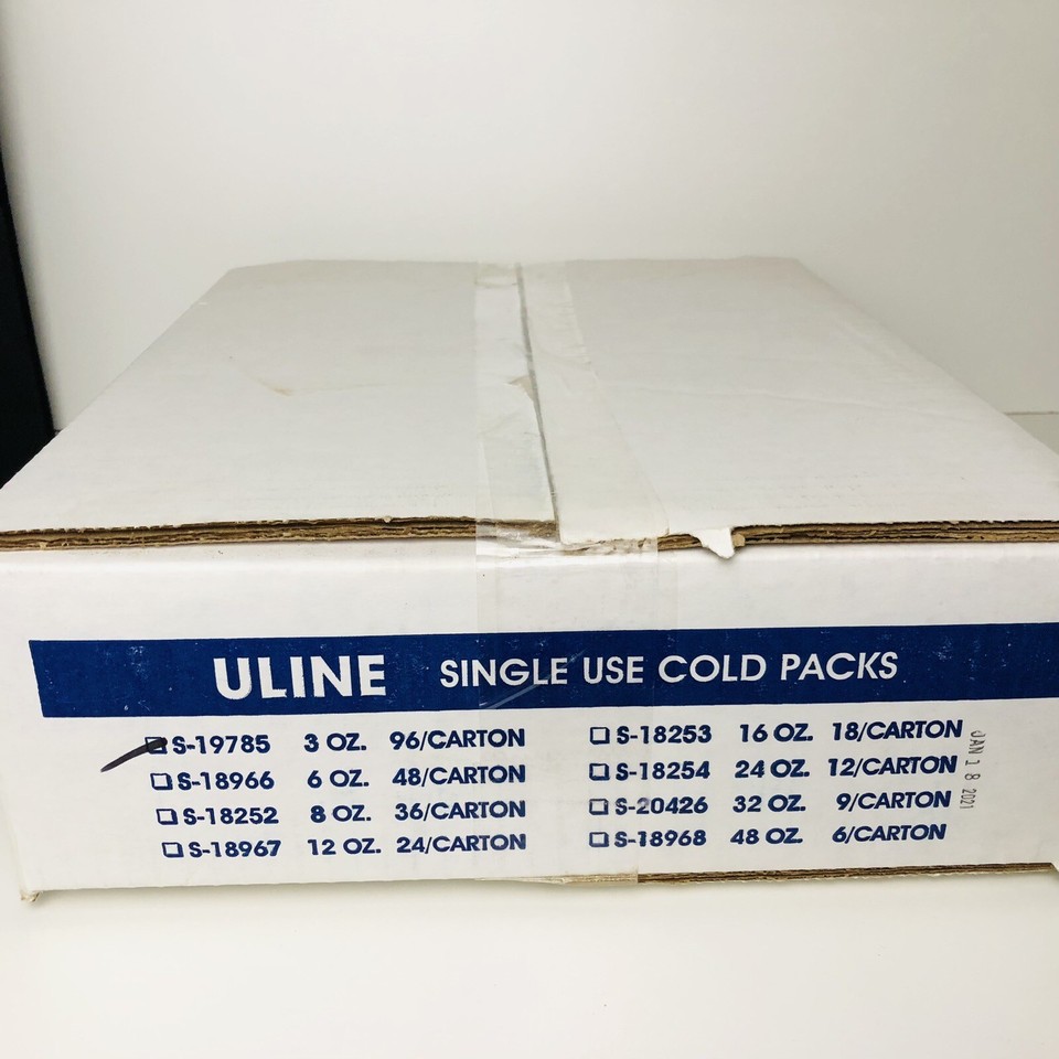 Lot of 96 Uline Cold Ice Packs 3oz S19785 Case Non Toxic Freezer Gel
