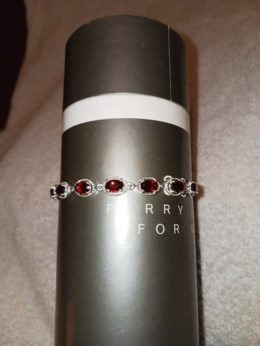 Bracciale 7,50 pollici piccolo argento sterling 925 bolo realizzato con 7 granati rossi (751) - Foto 3 di 20