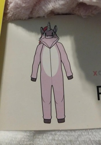 Bobbie Brooks Unicorn Plush One Piece Pink Hooded Front Zip Outfit Girls M 8/10 - Picture 2 of 4