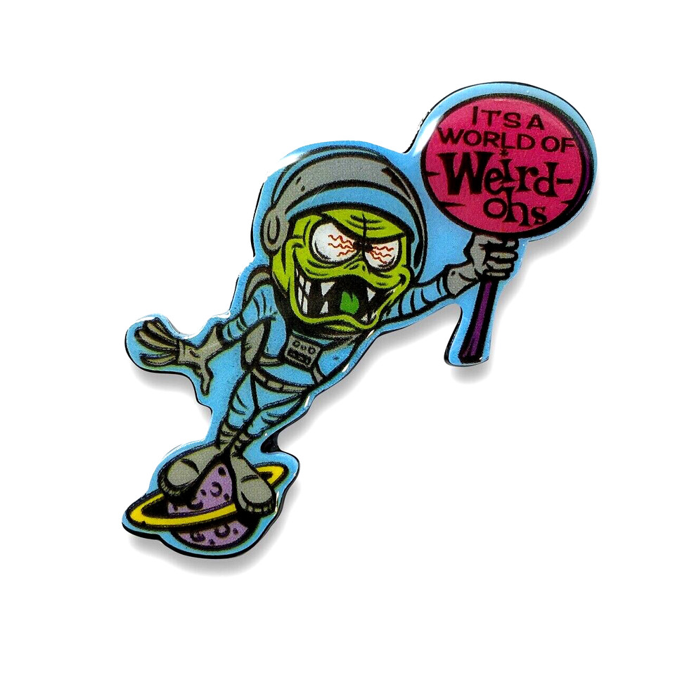 The Astro-Nut Weird-Ohs pin brings 1960s monster-meets-space-race absurdity to your jacket lapel in one tiny retro package.